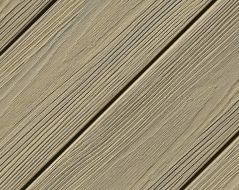 Close-up swatch of Eva-Last Infinity Light Cream deck boards on the diagonal, showing the pale sandy grain