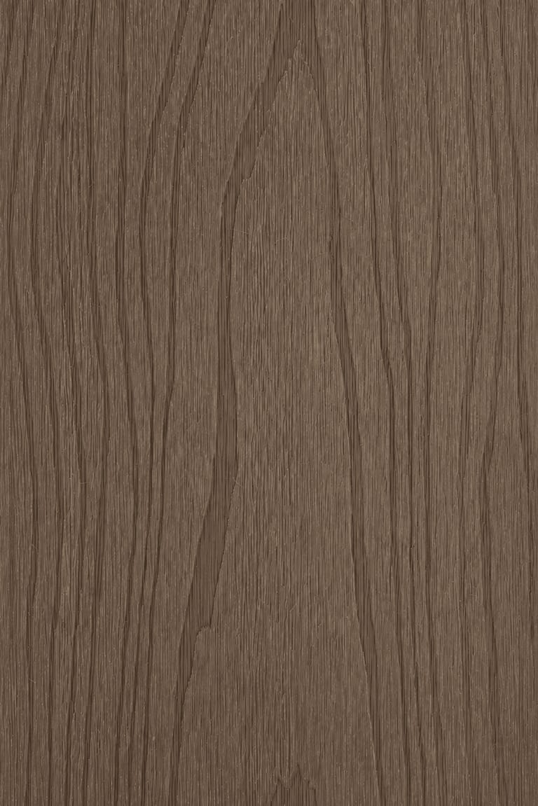PermaTimber 146 CX decking board face in Spotted Gum, a mid brown, shown as a tall swatch with flowing embossed grain