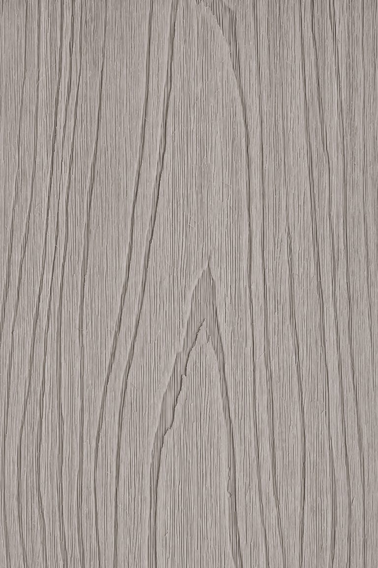 PermaTimber 146 CX decking board face in French Oak, a light warm grey, shown as a tall swatch with flowing embossed grain