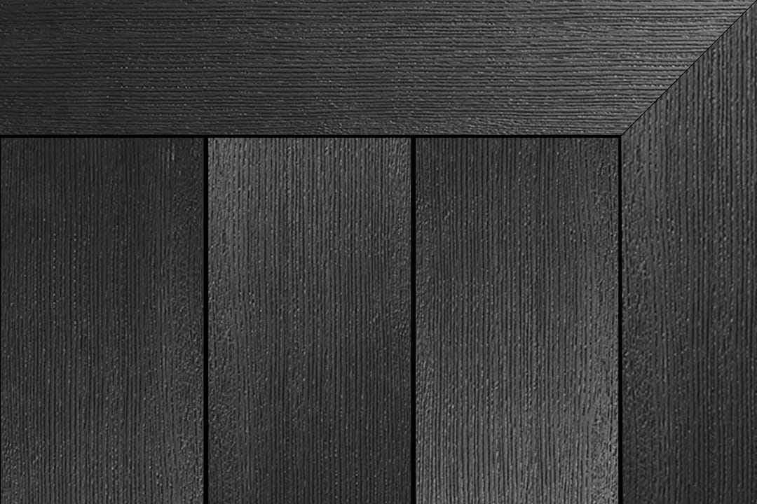 Brite HD Urban X composite decking in Cape Grey: charcoal grey boards inside a mitred picture-frame border